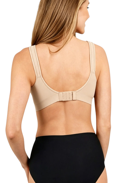 Vue arrière du soutien-gorge JOY-STYLE Curve Secret beige sans armatures avec larges bretelles confortables