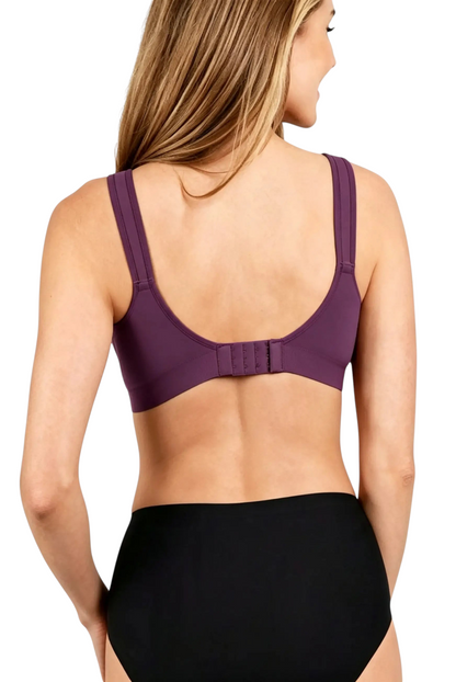 Vue arrière du soutien-gorge JOY-STYLE Curve Secret violet sans armatures avec larges bretelles confortables