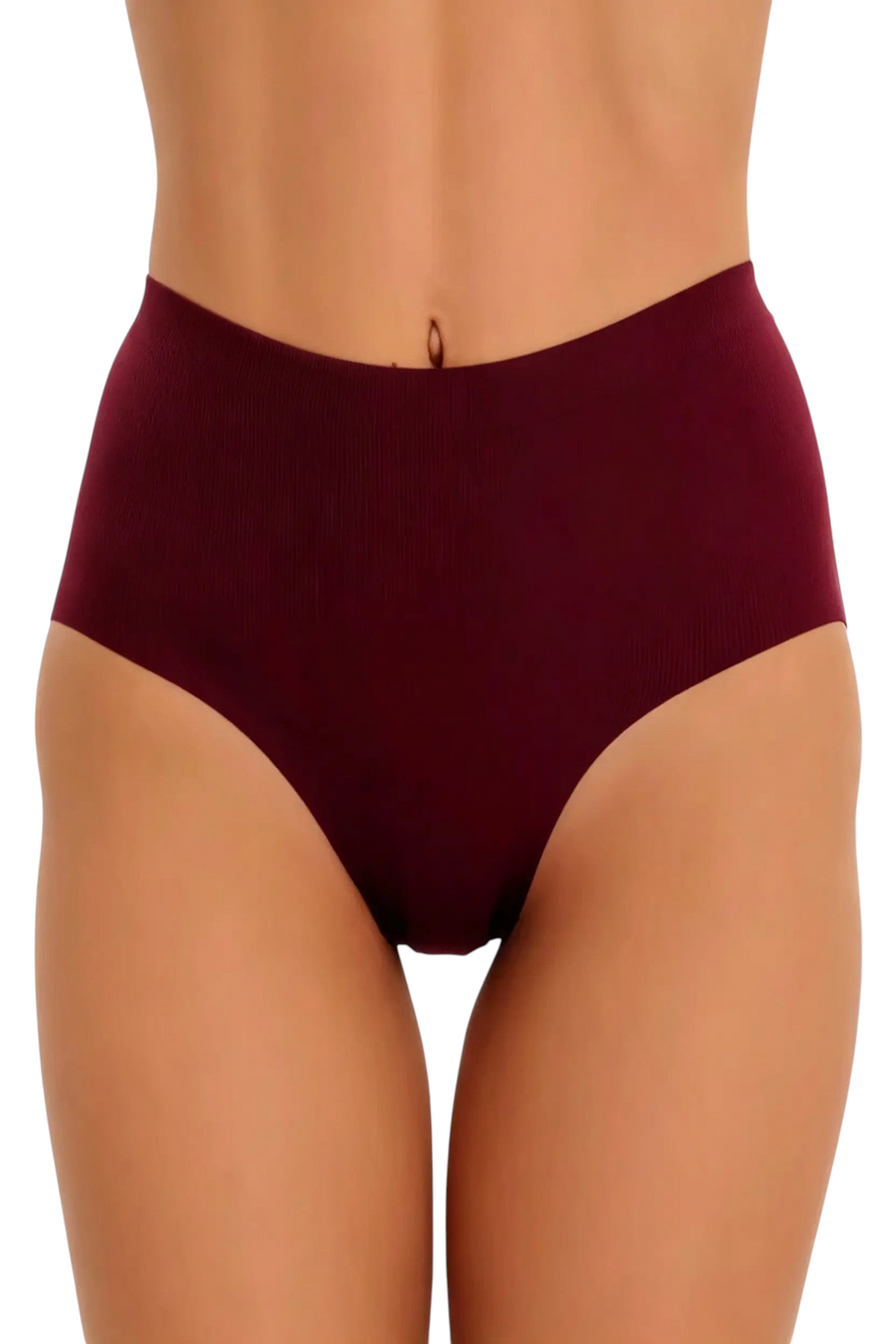 Culotte JOY-STYLE Seamless Soft bordeaux taille haute en tissu extensible ultra doux pour une finition invisible