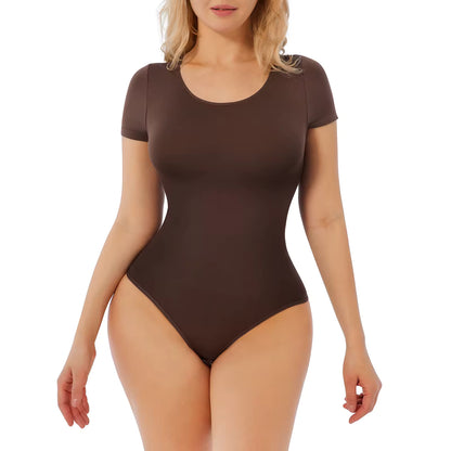 Body suit Sculptant Gainant Sans Coutures à Manches Courtes pour Femme