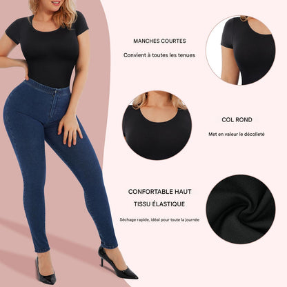 Body suit Sculptant Gainant Sans Coutures à Manches Courtes pour Femme