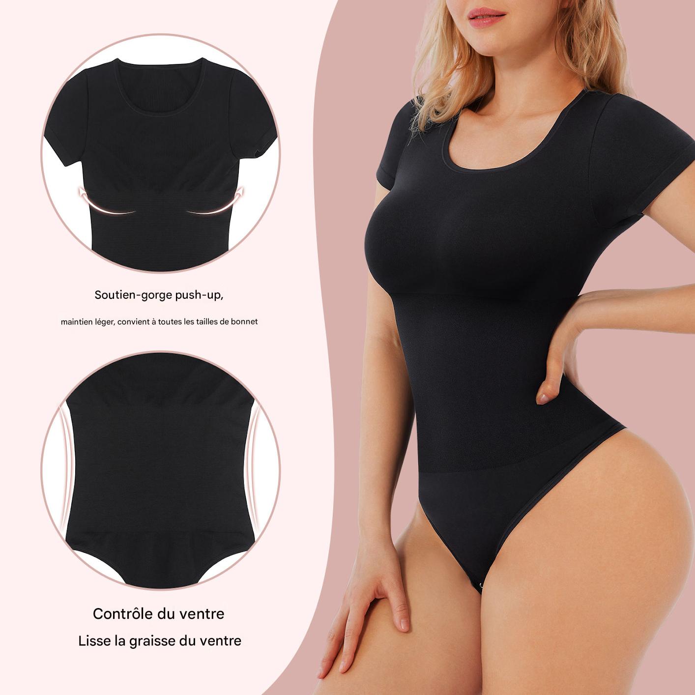 Body suit Sculptant Gainant Sans Coutures à Manches Courtes pour Femme