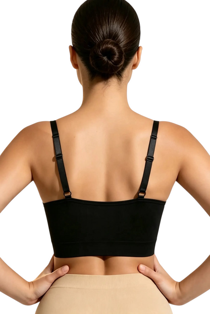 Vue arrière du soutien-gorge gainant JOY-STYLE Curve Lift noir sans armatures avec bretelles réglables