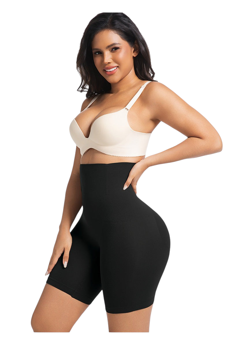 Short gainant taille haute noir JOY-STYLE sculptant la silhouette pour un maintien optimal et un effet galbant