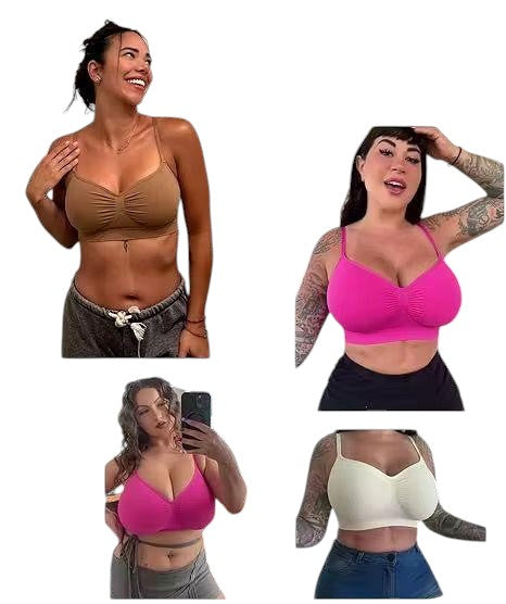 Soutien-gorge sans armatures qui remonte naturellement la poitrine.