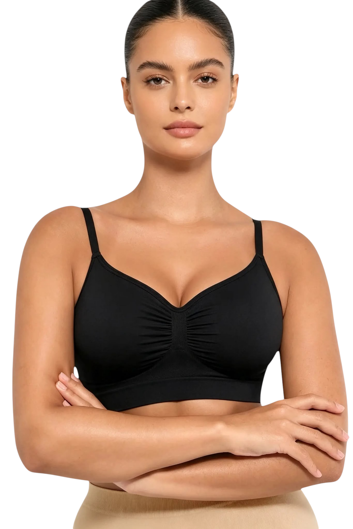 Soutien-gorge gainant noir JOY-STYLE sans armatures avec bretelles réglables pour un maintien confortable et naturel
