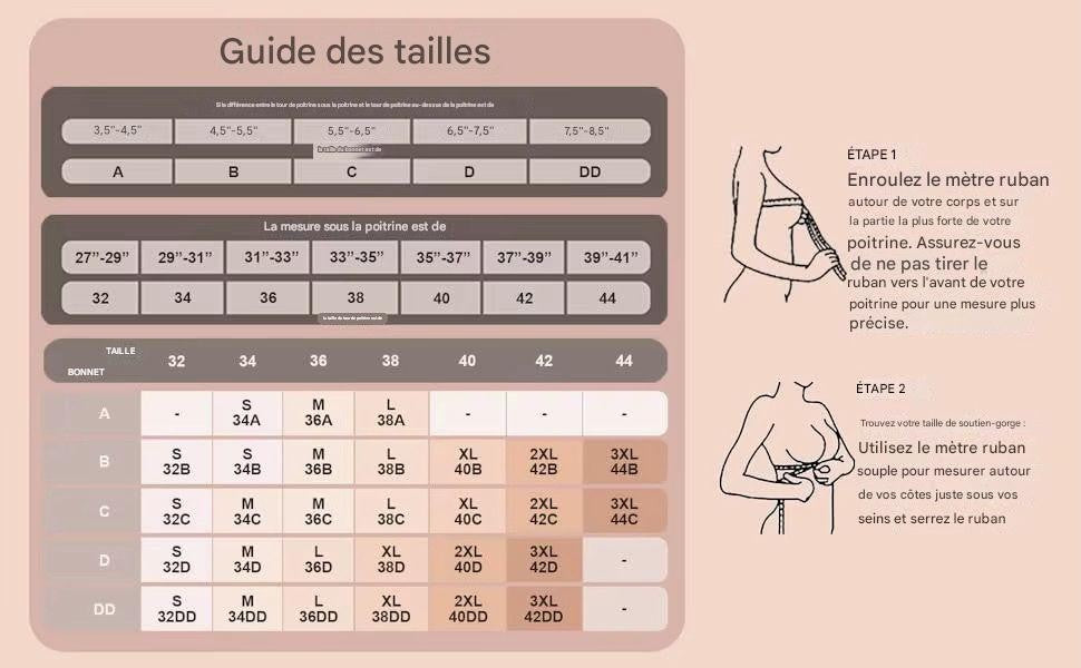 JOY-STYLE size guide for Jelly Sculpt Invisible bra, showing band and cup size measurements.