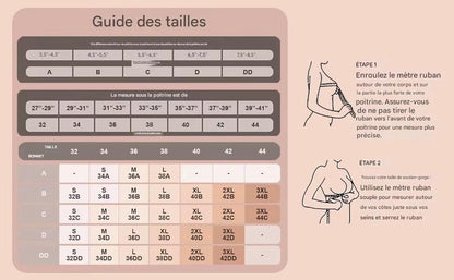 JOY-STYLE size guide for Jelly Sculpt Invisible bra, showing band and cup size measurements.