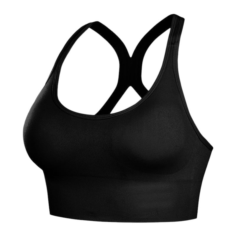Brassière de sport noire JOY-STYLE à dos nu avec maintien renforcé et tissu respirant pour un confort optimal